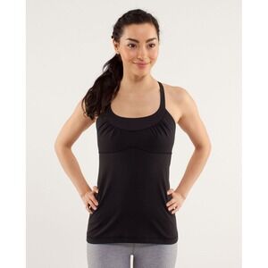 Lululemon Ta Ta Tamer Tank Top Black Size 6 LW1A33S Built In Bra Racerback